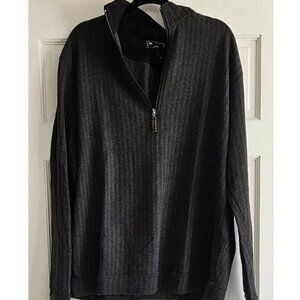 Straight Down Pullover 1/4 Zip Herringbone Golf Sweater Jacket Men's XL Black
